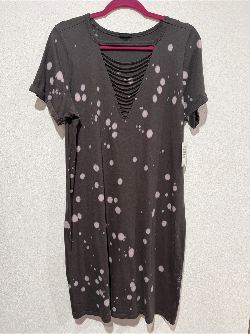 NWT Torrid Charcoal Tie-Dye Slash V-Neck Tee Dress 0 Large 12